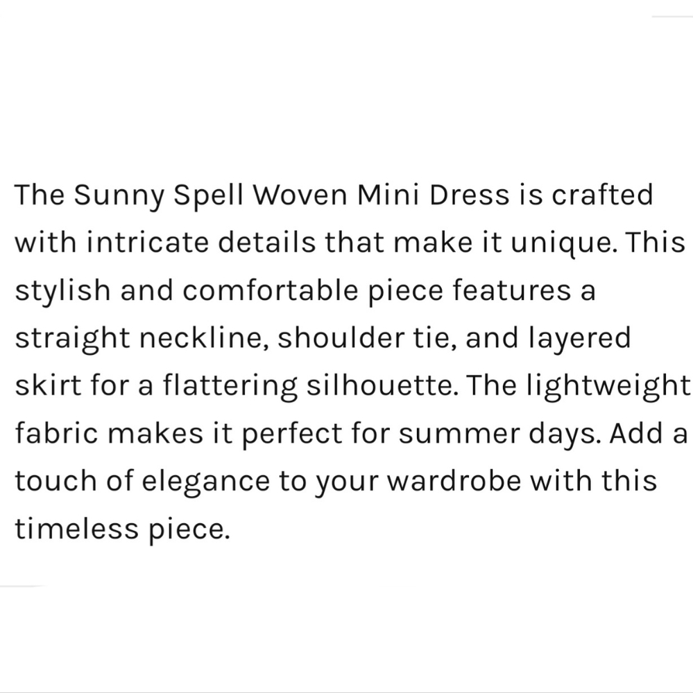A. Calin by Flying Tomato Sunny Spell Woven Tiered Mini Dress size L 10/12 - Picture 3 of 9